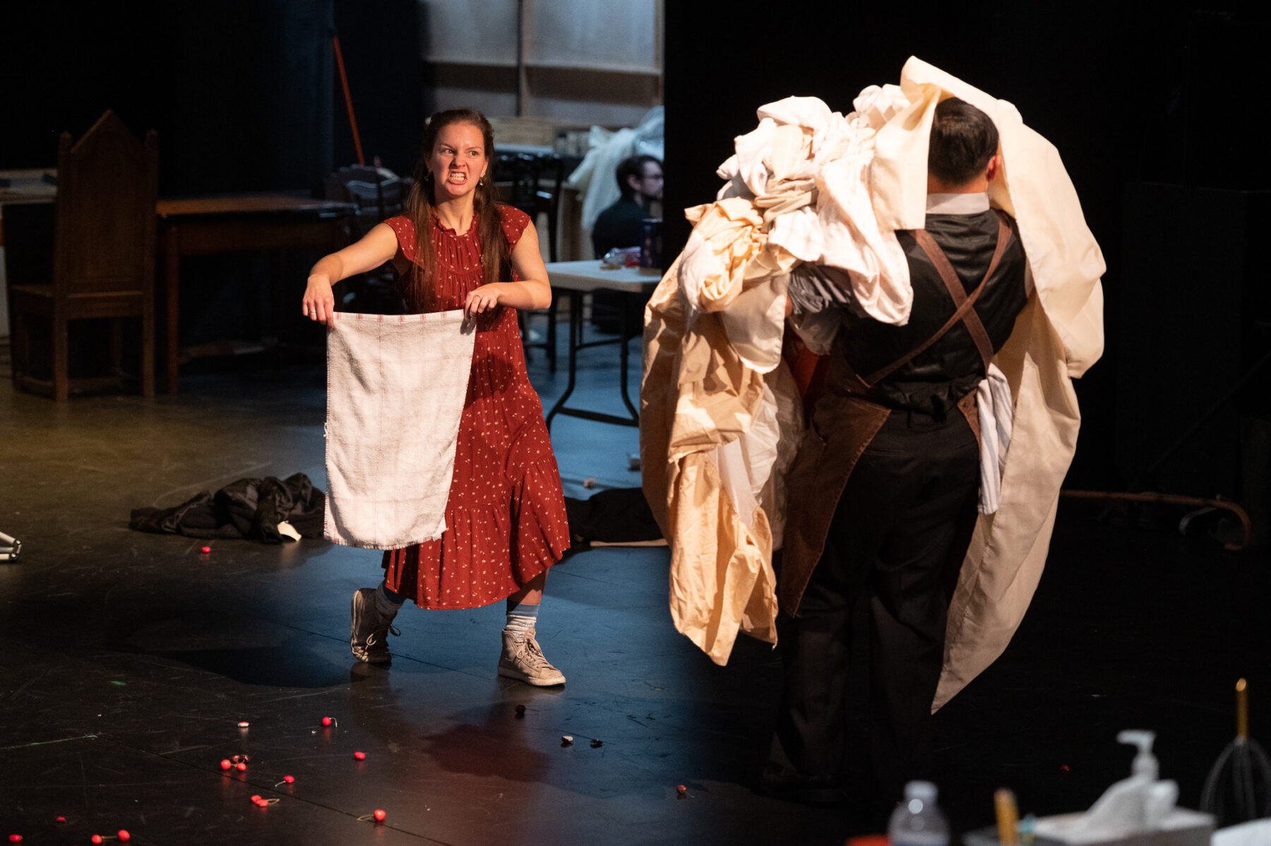 Campbell O'Hare and Justin Jain in a workshop rehearsal of 'Cherry Orchard.' Photo by Johanna Austin